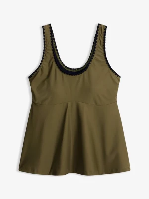 Top tankini z haftem BonPrix zielony
