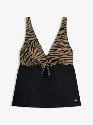 Top tankini z połyskującego materiału BonPrix czarny