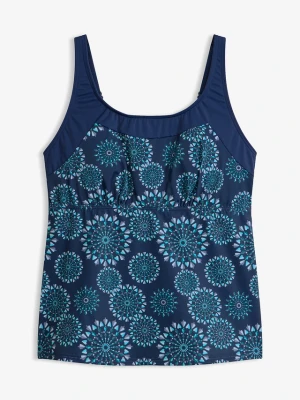 Top tankini z zabudowanym tyłem BonPrix niebieski