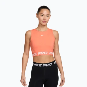 Top treningowy damski Nike Pro Dri-Fit crimson bliss / white Pomarańczowy