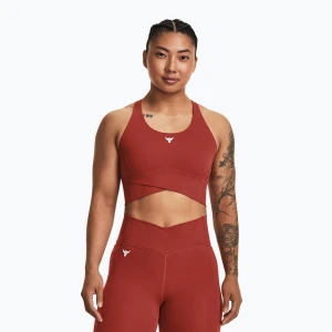 Top treningowy damski Under Armour Project Rock LetsGo Crssover Top heritage red Brązowy
