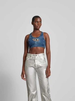 Top typu crop z detal z logo Diesel Niebieski