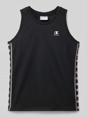 Top typu tank o kroju regular fit z siateczki z nadruk z logo Champion Czarny