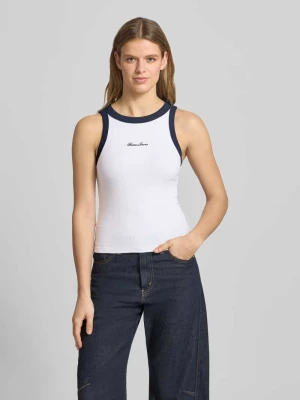 Top w efekcie prążkowania z wyhaftowanym logo Guess Jeans