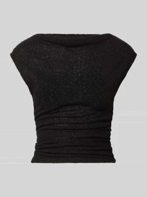 Top w imitacji bouclé z dekoltem w łódkę Gina Tricot Czarny