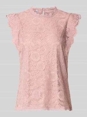 Top w stylu bluzki o kroju regular fit z wzorem na całej powierzchni model 'OLLINE' Pieces Brudnoróżowy