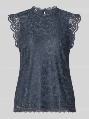Top w stylu bluzki o kroju regular fit z wzorem na całej powierzchni model 'OLLINE' Pieces Niebieski