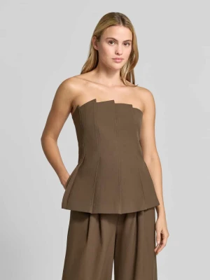 Top w stylu bluzki w odkryte ramiona model 'stacy pleat corsage' Gestuz Ciemnobrązowy