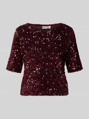 Top w stylu bluzki z cekinami na całej powierzchni Pieces Bordowy
