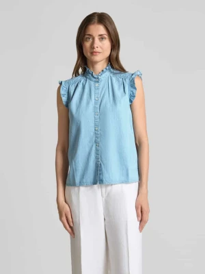 Top w stylu bluzki z tkanina stylizowana na denim z falbany Christian Berg Woman