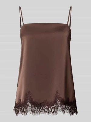 Top w stylu koszulowym o kroju regular fit z obszyciem koronką Jake*s Ciemnobrązowy