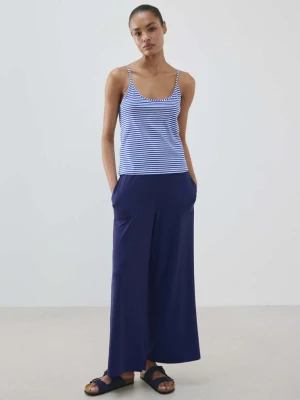 Top z bawełny w paski niebieski - Kobieta - - MANGO