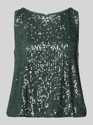 Top z cekinami i okrągłym dekoltem V by Vera Mont