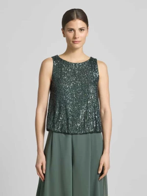 Top z cekinami i okrągłym dekoltem V by Vera Mont