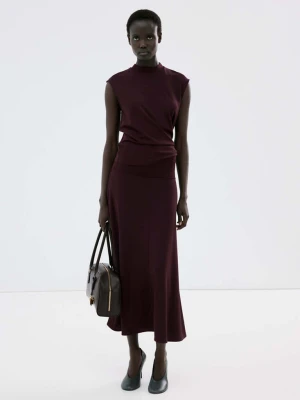 Top z cienkiej dzianiny z półgolfem winny - Kobieta - - MANGO