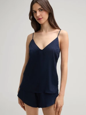 Top z cienkimi ramiączkami i chabrowym wzorem w kolorze granatowym Joop