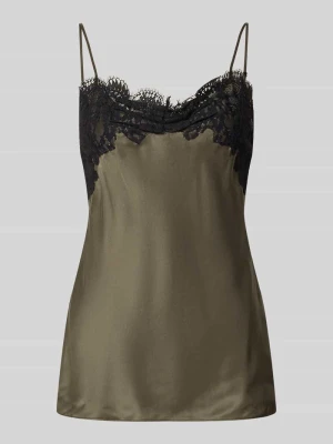 Top z czystego jedwabiu IRO Khaki