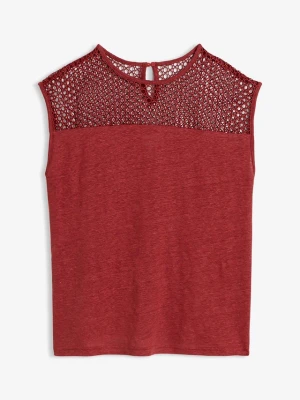 Top z czystego lnu BonPrix czerwony