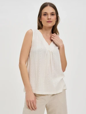 Top z dekoltem w serek ecru Moodo