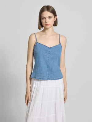 Top z dodatkiem lnu w tkanina stylizowana na denim model 'Dot' JJXX
