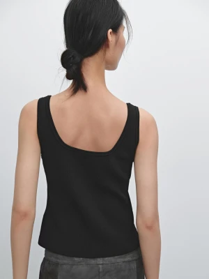 Top Z Dzianiny Na Ramiączkach - Czarny - - Massimo Dutti - Kobieta