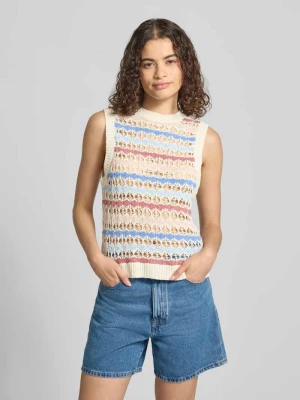 Top z dzianiny o kroju regular fit z grubym wzorem ściegu model 'GEENA' Only Écru