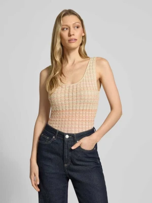 Top z dzianiny z mieszanka wiskozy z okrągły dekolt model 'ROSALYN' Guess Koralowy