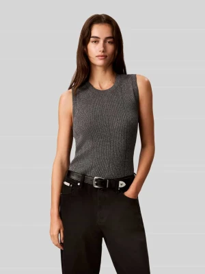 Top z dzianiny z szerokimi ramiączkami Calvin Klein Średnioszary melanż