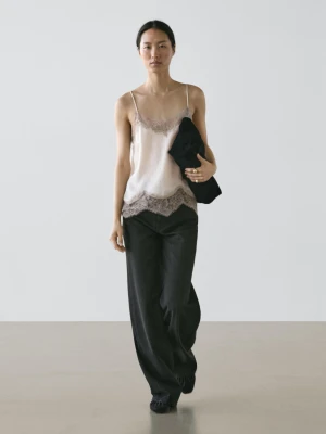 Top Z Efektem Marszczenia - Beżowy - - Massimo Dutti - Kobieta