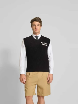 Top z efektem prążkowania Maison Kitsuné Czarny