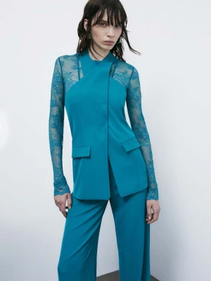 Top z elastycznej koronki z długim rękawem PATRIZIA PEPE