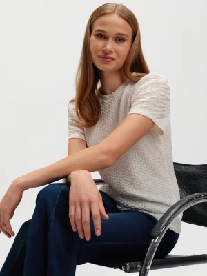 Top z fakturą z marszczonym rękawem Top Secret