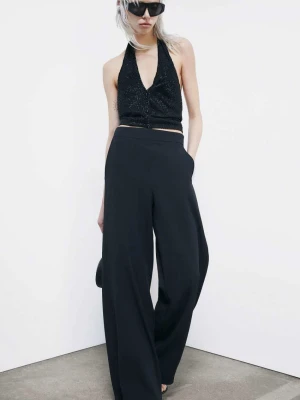 Top z georgetty z haftem z koralików PATRIZIA PEPE