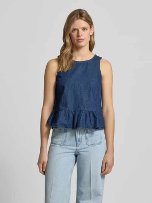 Top z jeansu z detalem w stylu baskinki REVIEW