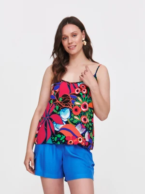 Top z kolorowym printem na ramiączkach Top Secret