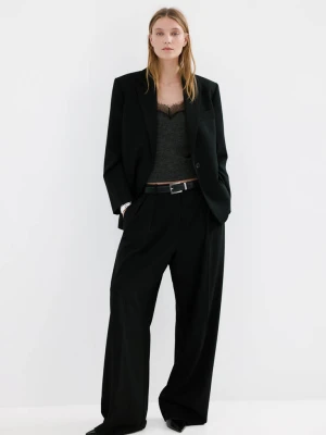 Top z koronką przy dekolcie ciemnoszary - Kobieta - - MANGO