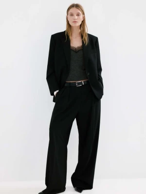 Top z koronką przy dekolcie ciemnoszary - Kobieta - - MANGO