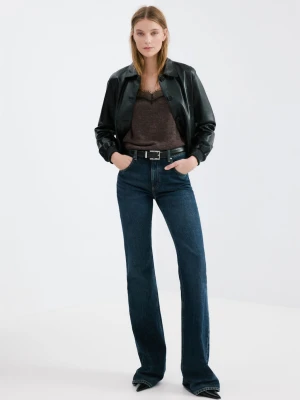 Top z koronką przy dekolcie czekoladowy - Kobieta - - MANGO