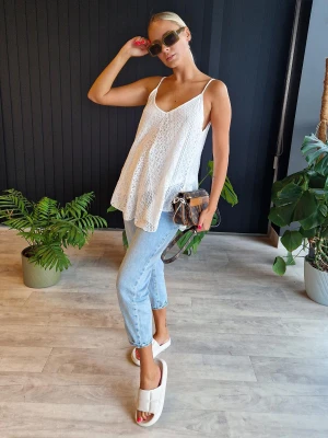 Top z koronki w stylu boho damski SLR092 - biały
 -                                    S Ombre