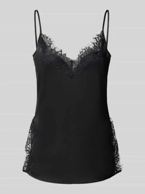 Top z koronki z dekoltem w serek model 'Brenda' My Essential Wardrobe Czarny