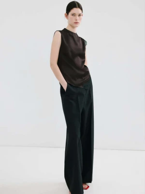 Top z koronkowa lamówką brązowy - Kobieta - - MANGO