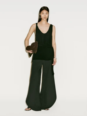 Top Z Krepy Z Węzłem − Limited Edition - Czarny - - Massimo Dutti - Kobieta
