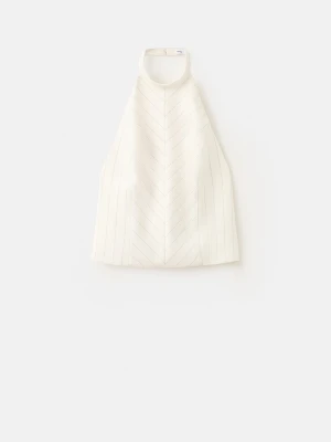 Top z lyocellu z odkrytymi plecami kremowy / écru - Kobieta - - MANGO