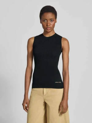 Top z mieszanka wiskozy w efekt prążkowania Armani Exchange Czarny