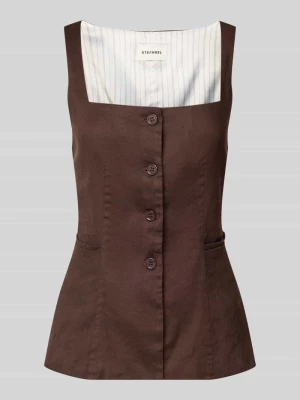 Top z mieszanki lnu z dekoltem kwadratowym Stefanel