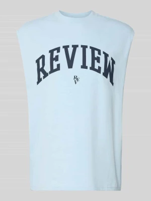 top z nadrukiem z logo REVIEW