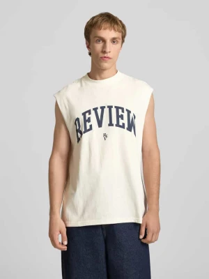 top z nadrukiem z logo REVIEW