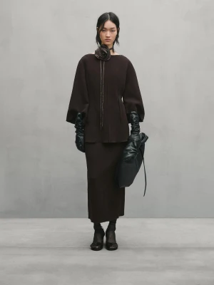 Top Z Przeszyciami Z Zakładkami − Studio - Brązowy - - Massimo Dutti - Kobieta
