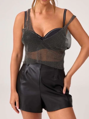 Top z siateczki zdobionej błyszczącymi kryształkami – Brillant POUPEE