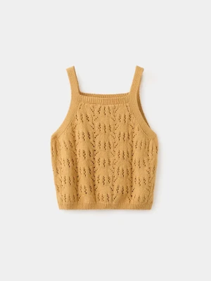 Zdjęcie produktu Top z szydełkowej dzianiny musztardowy - Dzieci - lata - MANGO KIDS